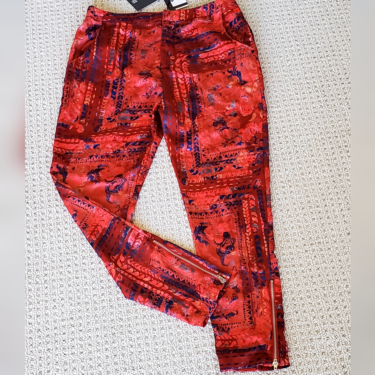 Insight Last Ave Pant, Poppy Abstract Pattern Silky Streetwear Pants, Sz 4, Nwt